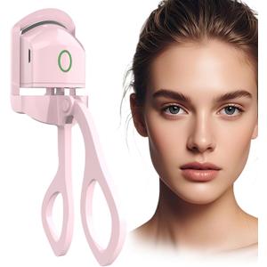 Heated Eyelash Curlers - Electric Eyelash Curler Quick Natural Curling for Long Lasting, USB Rechargeable Heated Eye Lash Curler for Women Makeup Tools (Pink)