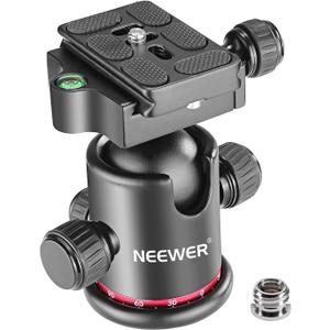 Neewer Professional Metal 360 Degree Rotating Panoramic Ball Head with 1/4 inch Quick Release Plate and Bubble Level,up to 17.6pounds/8kilograms,for Tripod,Monopod,Slider,DSLR Camera,Camcorder