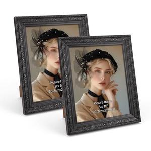 Edenseelake 8x10 Picture Frames Set of 2, Vintage Black Photo Frame 8 by 10 for Tabletop or Wall Decor