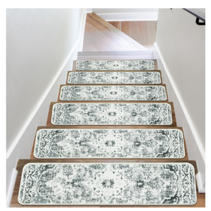 OJIA Stair Treads Non Slip Stair Runners for Wooden Steps Indoor, 15PCS 8"x30" Rubber Backing Carpet Treads for Wood Stairs Staircase Step Treads for Kids & Dogs, Stair Covers Safety Mats  