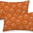 AEIOAE Fall Pillow Covers 12x20 Inch Set of 2,Burnt Orange White Pumpkin Throw Pillows Case,Autumn Outdoor Decorative Square Linen Farmhouse Harvest Decor Cushion Covers for Home Sofa Bed Couch