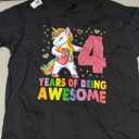 4 Year Old Gifts Unicorn Flossing 4th Birthday Girl Party T-Shirt, Black 