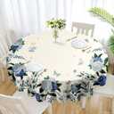 Eikione Round Tablecloth, Summer Tablecloths Polyester Waterproof Stain Wrinkle Free, Indoor and Outdoor Table Cover for Kitchen Party Dining Table, Hydrangea, 60" (Round)