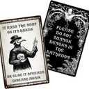 2 Pieces Gothic Bathroom Tin Signs, Dark Humor Black Goth Witchy Decoration Wall Art, 8x12 Inch / 20x30cm