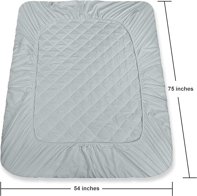 Utopia Bedding Quilted Fitted Mattress Pad, Full Size, Elastic Fitted Mattress Topper Protector and Cover Stretches up to 16 Inches Deep, Machine Washable Color: Light Grey