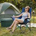 SUNNYFEEL Rocking Camping Chair Fully Padded Patio Folding Chair Portable Oversized Outdoor Rocker High Back Lawn Recliner with Side Pocket Camp Rocker Chairs for Adults Heavy Duty 500 LBS Blue, 1 Pack