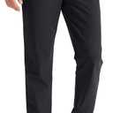 Libin Mens Golf Pants Stretch Work Dress Pants 30"/32"/34" Quick Dry Lightweight Casual Comfy Trousers with Pockets (36W x 34L, Black)