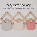 10 Pack Cotton Snap Bibs for Baby Boy Girl, Super Soft Drool Bibs for Teething and Feeding