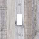 Vintage White Gray Wood Plank Grain Single Toggle Wall Plate Decorative 1-Gang Light Switch Cover Old Rustic Distressed Cabin Country Grey Wooden Texture Electrical Receptacle Face Plate Outlet Cover