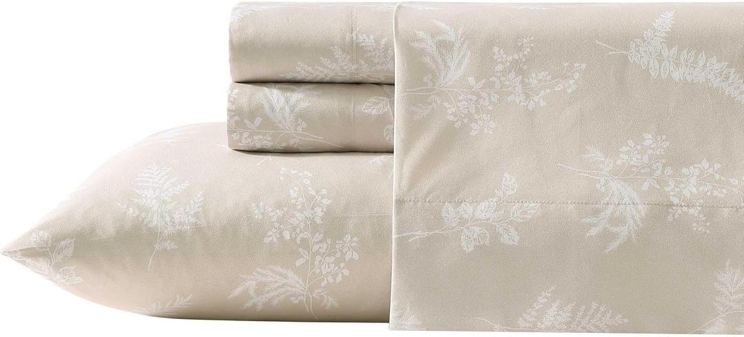 Wrangler - King Size Sheet Set, Ultra-Soft & Wrinkle-Resistant Bedding for Year Round Comfort, Deep Pockets, Bed Sheets with Matching Fitted Sheet & Pillowcases (Foliage Beige)