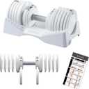 BYZOOM FITNESS Pure Series Adjustable Dumbbell - 27.5 LB - ONE unit - 10-in-1 Flexible Hand Weights for Home Gym, Strength Training & Fitness Workouts, White , 27.5lb White Single