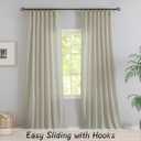 Back Tab Linen Curtains 96 Inches Long 2 Panels Country Farmhouse Curtains for Living Room,Hooks Belt Pinch Pleated Light Filtering Semi-Sheer Curtains for Patio Sliding Glass Door,8 FT Tall,Tan Beige