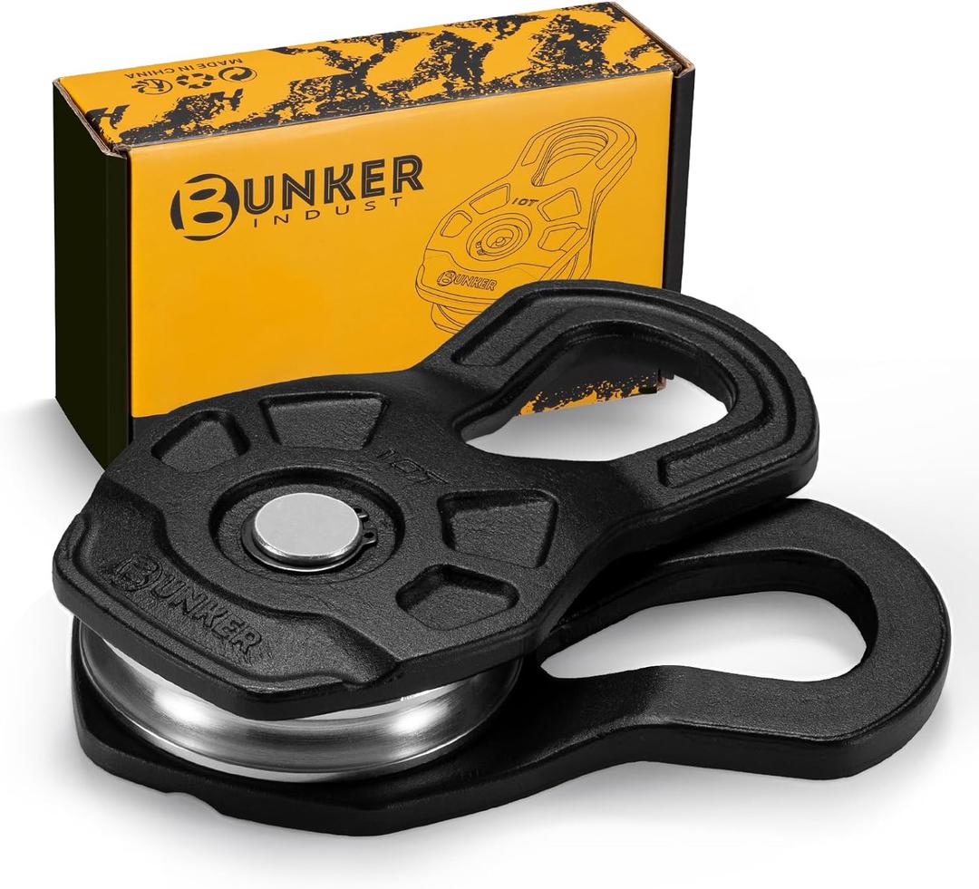 BUNKER INDUST 10T Winch Snatch Block, 22,000 lbs Towing Pulley Blocks for Synthetic Rope or Steel Cable, Offroad Recovery Winch Accessories for Truck, Tractor, ATV, UTV