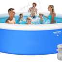 2025 Upgrade 12'*33" Round Inflatable Top Ring Above Ground Swimming Pool Fast Easy to Set Up Blow Up Pool Set with 530GPH Filter Pump for Summer Outdoor Garden Backyard Childen Adults