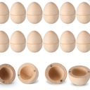 Gemscream 12 Set Easter Magnetic Wooden Eggs Fillable Hollow Wood Eggs 2.4 x 1.8 Inches Easter Basket Stuffers for Holiday Hunt Party Supplies Decor Craft(Natural Color)