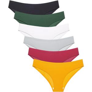 COSOMALL 6 Pack Women's Invisible Seamless Bikini Underwear Half Back Coverage Panties (US S, 6 Pack)