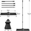 Push Broom Outdoor Heavy Duty,Masthome 24" Push Broom with Stiff Bristles,Heavy Duty Garden Broom,Outdoor Stiff Sweeping Broom for Garage Yard Patio Deck Concrete Wood Stone Floors Scrub and Cleaning