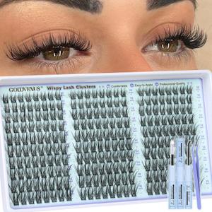 Goddvenus Wispy Lash Clusters Kit Eyelash Clusters Natural Cluster Eyelash Extensions Kit 10-16mm CC Curve Lash Extension Kit For DIY