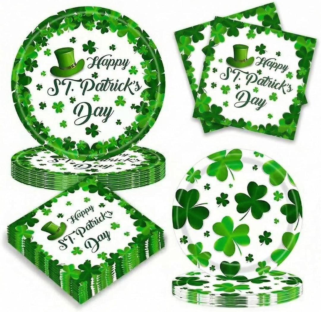 150 Pcs St. Patrick's Day Paper Plates and Napkins, 50 Sets Paper Plates for St. Patricks Day, St. Patrick's Day Perfect for St. Patricks Day Parties & Everyday Family Gatherings