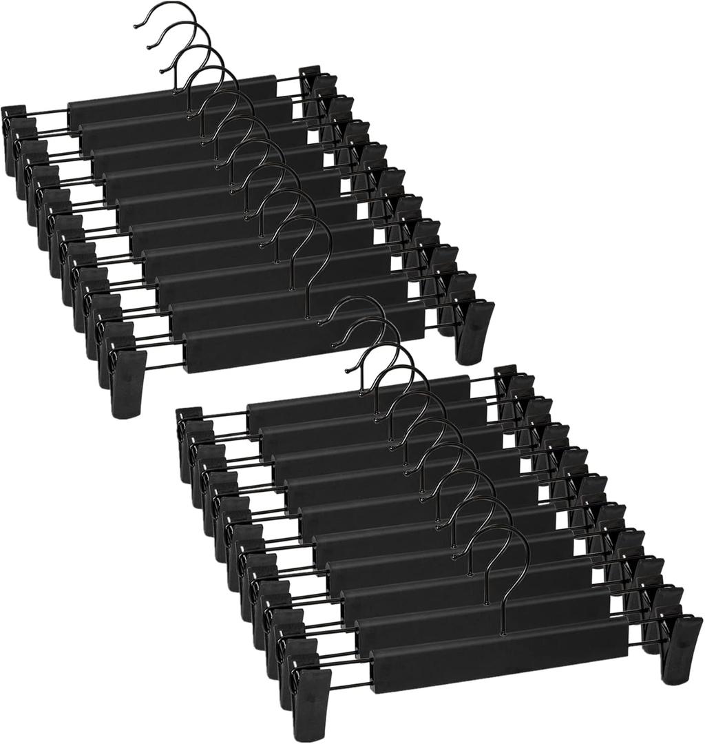 Skirt HangersPants Hangers with Clips360  Swivel Hooks Space Saving Hangers for Pants, Skirts, Clothes, Jeans (20Pack, Black)