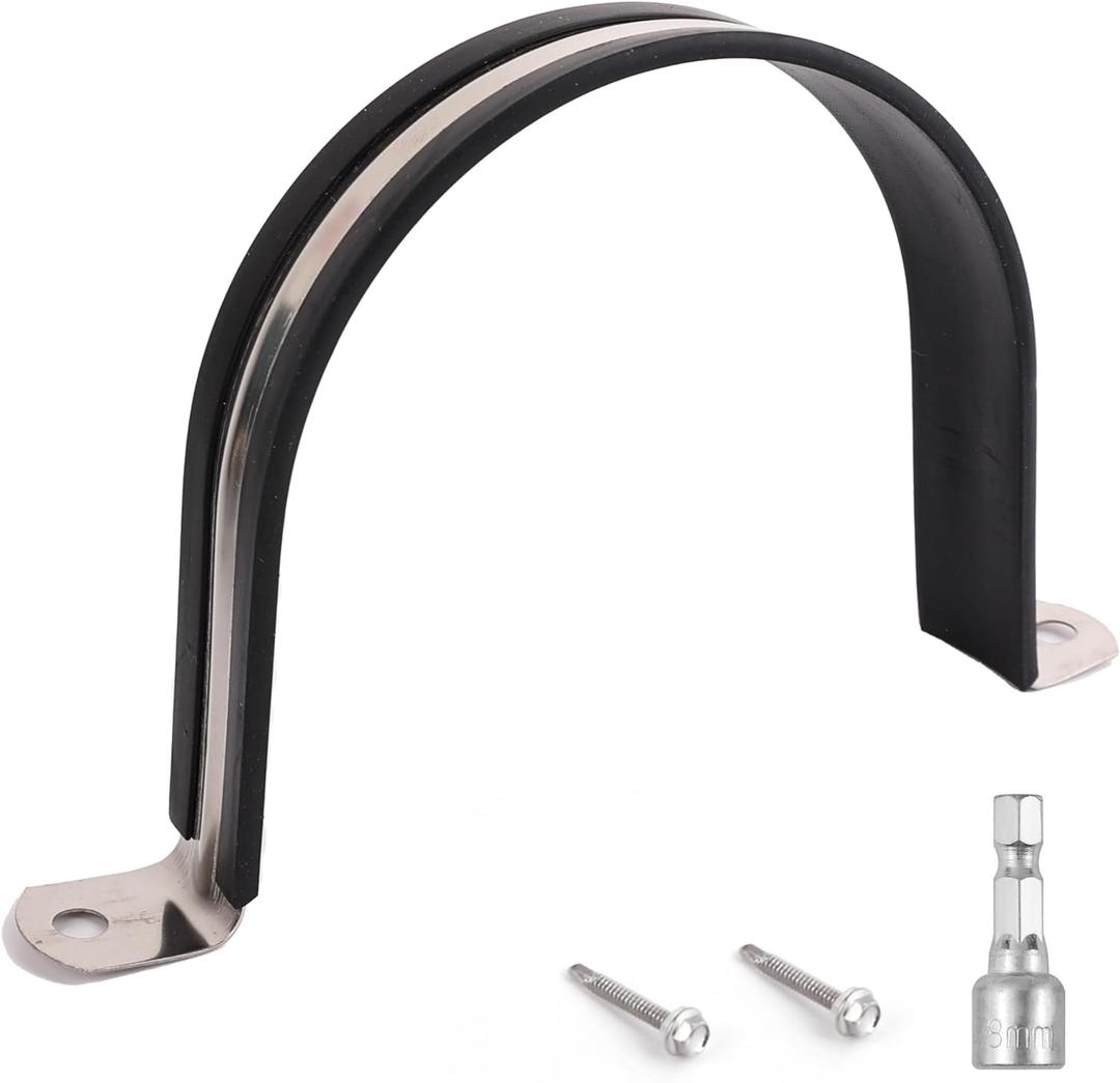 Pipe Clamps,304 Stainless & Rubber Cushioned Heavy Duty Conduit clips (SCH 4 in (114 MM) - 6 Pack)