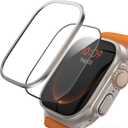 Lamicall Screen Protector for Apple Watch Ultra 49mm, Titanium Alloy Frame Bumper Case Cover, 2Pack Sensitive Touch Tempered Glass Protector for iWatch Ultra 3/2/1(2025/2024/2023/2022)