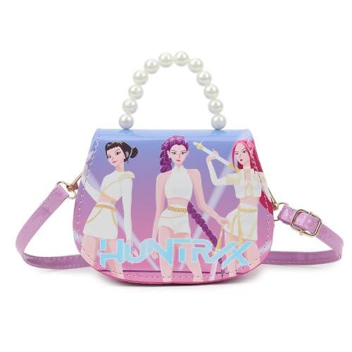 Cartoon Sling Crossbody Bag Wallet Kawaii Storage Bag Travel Purse Bags for Women (Purple)