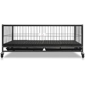Homey Pet 43" Dog Whelping Box for Puppies, Heavy Duty Metal Whelping Box for Small Breed Dogs with Washable Plastic Floor, Removable Tray and Four Lockable Wheels