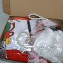 10 Pcs Mrs Santa Costume for Women Classic Christmas Santa Dress Bonnet Apron Wig for Adult Outfit Xmas Cosplay Party