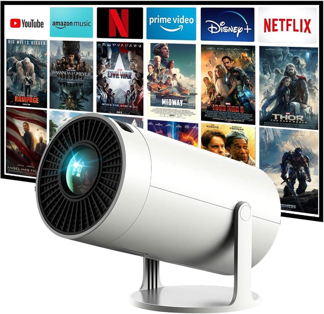 Mini Projector with WiFi and Bluetooth, 4K Support JAOKPO Outdoor Portable Movie Projector Built-in Android 11 system Auto Keystone Home Smart Projector for Phone/TV Stick/Laptop