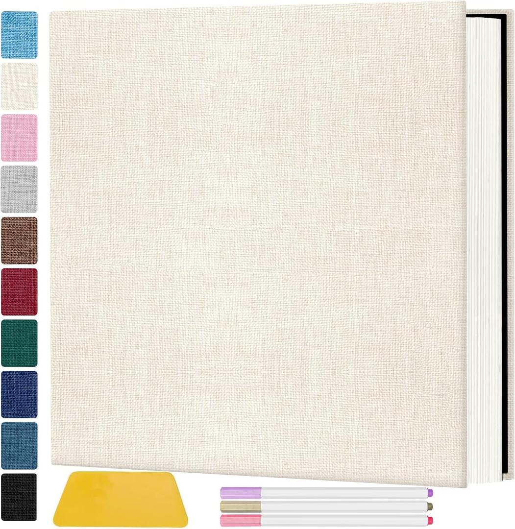 Zesthouse Large 18In Photo Album Self Adhesive 60 Pages, Scrapbook Albums with Sticky Page Holds 10x12 & 8x10 & 5X7 & 4x6 Pictures, DIY Photo Book Ideal Gift for Family Wedding Baby (Beige)