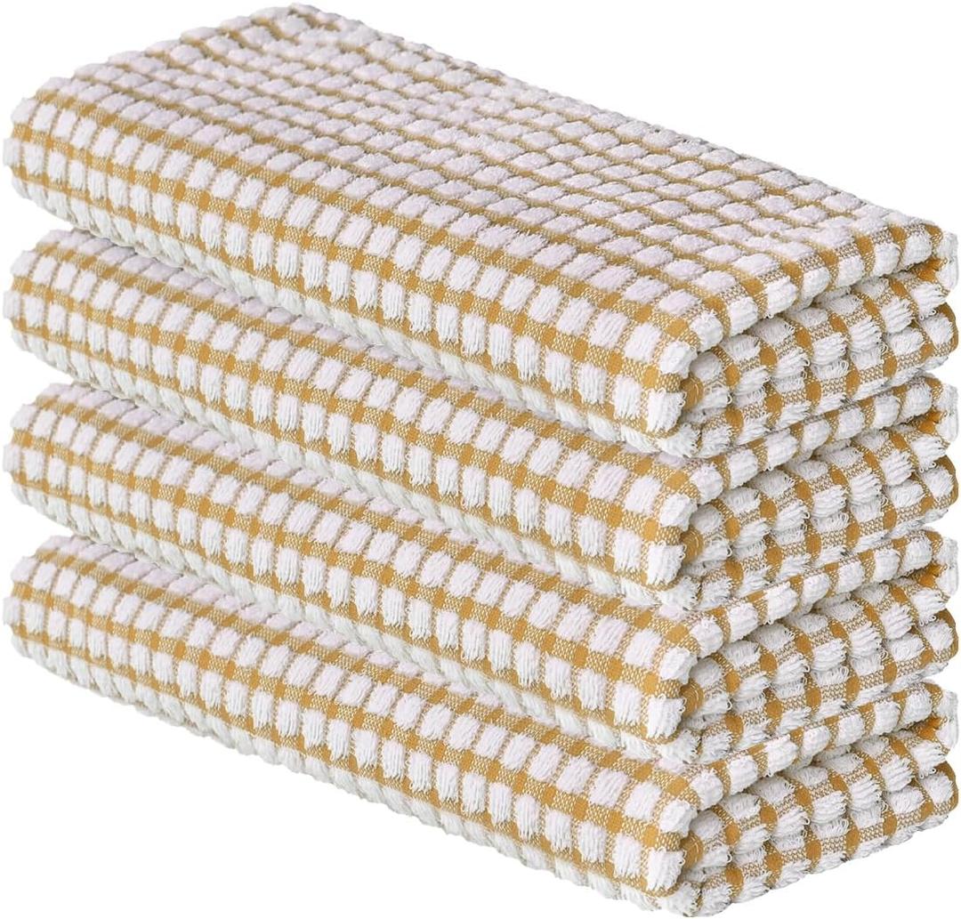 Artoid Mode Cotton Orange Terry Kitchen Dish Towels, 16x25 Inch Ultra Soft Absorbent Quick Drying Household Cleaning Dish Cloths Kitchen Rags Set of 4