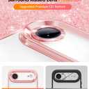 Meifigno Designed for iPhone Air Case with Ring Stand (6.5"), [Built-in Mirror] [Compatible with MagSafe] [Glitter Card & Wrist Strap] Removable Phone Stand +Designed for iPhone 17 Air Case, Rose Gold