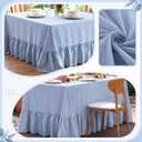 Moukeren 120"x60" Ruffled Tablecloth Gingham Striped Linen Table Cloth Rectangular Tablecloth Fits 8-10 Seater Table for Baby Shower Birthday Party Picnic Decoration(Blue,Classic), 11.8" x 8.3"