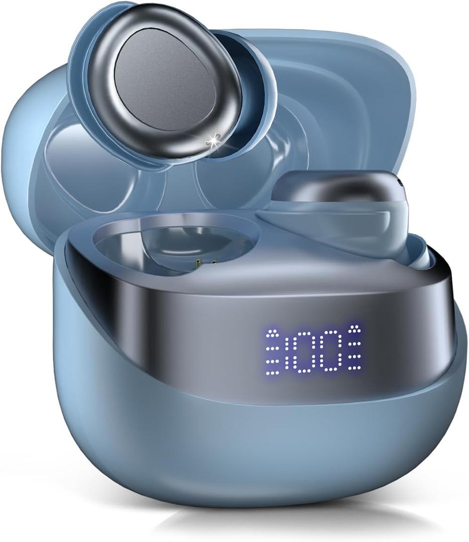 DUSONLAP Sleep Earbuds Bluetooth in Ear Light-Weight Headphones, Small Design for Side Sleepers, Mini Sleep Headphones with Charging Case, Clear Calls Earphones, Sapphire Blue