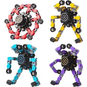 Transformable Fidget Spinners 4 Pcs for Kids and Adults Stress Relief Sensory Toys for Boys and Girls Fingertip Gyros for Party Favors Stocking Stuffers Bulk for Kids