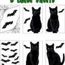 2 x Halloween Window Clings Decorations - 16.5" Double Sided Large Lifelike Black Cat Silhouette Halloween Decor with Bat Spiderweb, Spooky Window Decals Stickers Home Decor for Glass Mirror, 6 Sheets