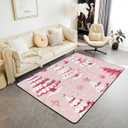 Feelyou Christmas Living Room Rugs Area Rug 3x5 Merry Christmas Accent Rug for Boys Girls Teens Christmas Tree Indoor Floor Mat Snowflake Decorative Rug Beige Pink Doormats Floor Mat (3'3" x 4'11" (Rectangular))