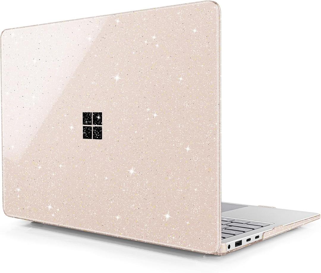Case for Microsoft Surface Laptop 13.8 inch (Model 2036), 2024 Windows 11 Copilot+ PC, 7th Edition Touchscreen Display, Plastic Hard Shell Case with Keyboard Cover, Star Sparkle Sakura Pink