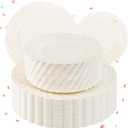 U-QE 100 Piece Ivory Scalloped Plastic Plates for Party - Plastic Plates Disposable Heavy Duty - High End Disposable Plates for Party Including 50PCS 9'' & 50PCS 6.5''