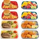 Jucoan 8 Pack Plastic Chip and Dip Serving Plates, 9.75 x 7.25 Inch Dumpling Plate with Sauce Compartment for Tacos, Fries, Sushi, Charcuterie Board, Party Snack, Microwave Dishwasher Safe
