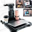 Car Back Seat Tray Table - Stable Foldable Auto Backseat Food Trays Desk for Rear Passenger Road Trip Eating & Work, Multifunctional Adjustable Travel Tray with Phone Drink Holder for Laptop iPad (Black)