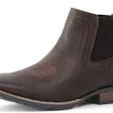 IXU Cowboy Boots For Men Square Toe Ankle Boots Western Chelsea Boot Casual Dress Slip On Men Shoes (10 Wide, Khaki)