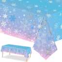PHOGARY Christmas Snowflake Tablecloth Birthday Party Decorations Supplies Winter Snowflake Table Cloths for Winter Wonderland Decorations Frozen Party Favors 51 x 86 Inch (3)