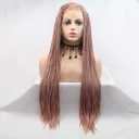 Xiweiya Wigs Long Boxed Braided Ash Pink Synthetic Lace Front Wig Free Part Wigs Soft Glueless Rose Pink Hair Heat Resistant Fiber for Women