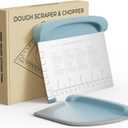 Bench Scraper Dough Cutter Tool - Bowl Pastry Scraper for Bread Cake Pizza, Bench Knife Kitchen Dough Scraper for Baking, Stainless Steel Food Scraper with Grip Handles & Measuring Scal, Blue