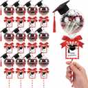 Gersoniel 12 Sets 2026 Graduation Party Favors for Guests 18 oz Graduation Cap Candy Container Class of 2026 DIY Grad Gift Money Box Jar with Congrats Card for Table Centerpiece Decor(Red & Black)