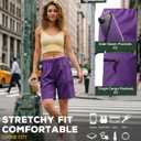 Ommiivex 7 Inches Inseam Women Hiking Casual Shorts Athletic Running Workout High Waisted with Pocket Mid Rise Comfortable