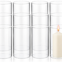 12 Pcs Hurricane Glass Candle Holders Sleeve, 2.95 x 6 Inch Open Ended Glass Bottomless Candle Cover, Cylinder Hurricane Clear Chimney Shade Tube Cover for Baby Shower Wedding Party