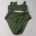 Milumia Girls Swimsuit One Piece Cut Out Bathing Suit Rib Knit Bikini Swimwear Size 9-14Y (Green)